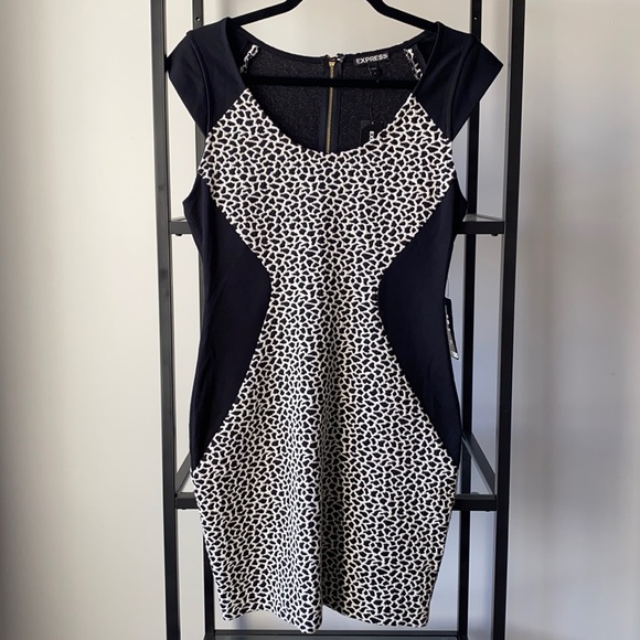 Express Bodycon Scoop Neck Zip Down Dress - Picture 1 of 6